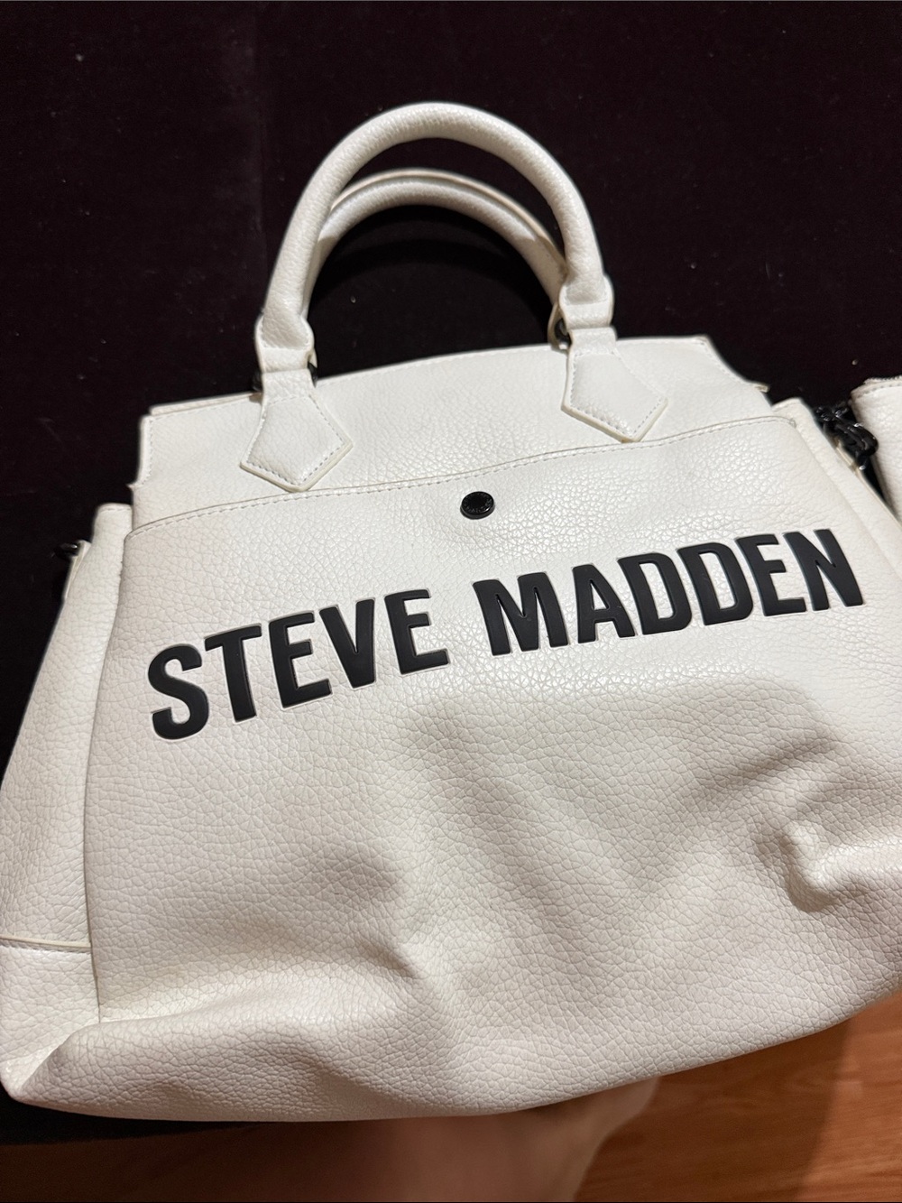 Steve Madden White Messenger Bag with Bold Logo